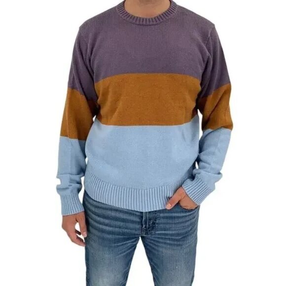 NWT AYR The Yachty Moma Mens Purple Tan Blue Colorblock Sweater - Picture 1 of 10